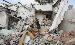 Imagen de archivo de una vivienda tras ser bombardeada por el Ejército israelí en Gaza, Palestina