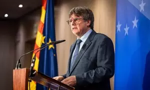 Imagen de archivo del expresident de la Generalitat, Carles Puigdemont, durante una rueda de prensa.