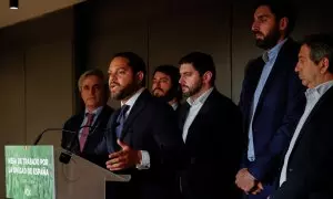 11/07/2024 El secretario general de VOX, Ignacio Garriga, tras una reunión con vicepresidentes y consejeros de VOX, en Barcelona, a 12 de junio de 2024.