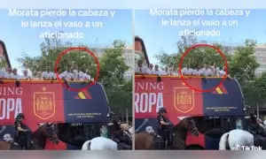 El vídeo viral de Morata lanzando un vaso a un aficionado durante la celebración de la Eurocopa