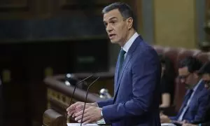 El presidente del Gobierno, Pedro Sánchez, interviene en el Congreso para presentar el plan de calidad democrática que incluirá la limitación de la financiación pública de los medios de comunicación, a 17 de julio de 2024..