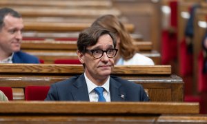 El primer secretario del PSC, Salvador Illa, durante el pleno del Parlament para comunicar la imposibilidad de proponer un candidato a la Presidencia de la Generalitat, en el Parlament, a 26 de junio de 2024, en Barcelona, Catalunya (España).