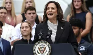 La candidata a la presidencia de EEUU, Kamala Harris, durante un acto en la Casa Blanca, a 22 de julio de 2024.