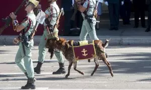 La Legión y su cabra 'Pacoli' durante el desfile del 12 de octubre 'Día de la Fiesta Nacional'