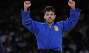 El judoca español Fran Garrigós, tras competir en la categoría de -60 kilos en los JJOO de París 2024.