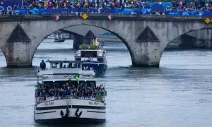 26 de julio de 2024. El río Sena en la inauguración de los Juegos Olímpicos de París, el 26 de julio de 2024.