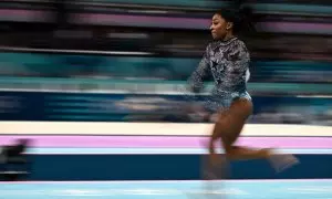 La gimnasta Simone Biles en los Juegos Olímpicos de París, a 28 de julio de 2024.