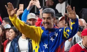 El presidente de Venezuela, Nicolás Maduro, celebra los resultados de las elecciones presidenciales.