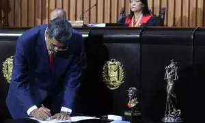 El presidente de Venezuela, Nicolás Maduro, durante un acto en el Tribunal Supremo de Justicia (TSJ), en Caracas (Venezuela) para iniciar el proceso de revisión de los resultados de las elecciones presidenciales. EFE/ Ronald Peña R