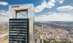 Vista de la Torre Cepsa, la sede de la energética en la zona norte de Madrid.