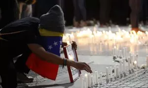 Una vigilia de la oposición antichavista que pide liberar a los detenidos durante las protestas poselectorales, en Caracas, a 8 de agosto de 2024.