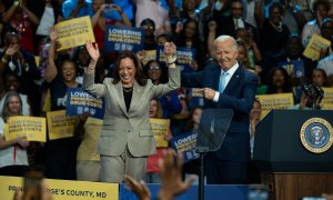 15 de agosto de 2024. Joe Biden y Kamala Harris en un evento en Maryland, a 15 de agosto de 2024.