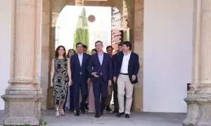 Isabel Díaz Ayuso, Juanma Moreno, Alberto Núñez Feijóo y Alfonso Fernández Mañueco, el pasado mes de julio en Salamanca.