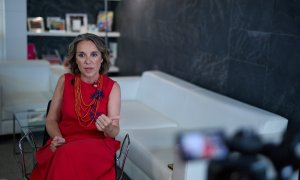 La secretaria general del PP, Cuca Gamarra, durante una entrevista con Europa Press este mes de agosto.