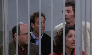 George Costanza, Jerry Seinfeld, Elaine Benes y Cosmo Kramer, protagonistas de la serie 'Seinfeld'.