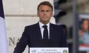 26/08/2024 El presidente francés, Emmanuel Macron, durante el acto de conmemoración de la Liberación de París. Foto de archivo.