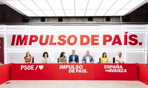 Pedro Sánchez y otros dirigentes del PSOE, en una Ejecutiva celebrada en julio en Ferraz.