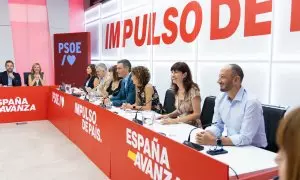 Pedro Sánchez preside la reunión de la Ejecutiva Federal del PSOE este lunes 2 de septiembre en Ferraz.