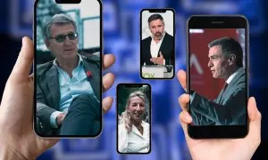 Montaje con distintas imágenes de Pedro Sánchez, Alberto Núñez Feijóo, Yolanda Díaz y Santiago Abascal.