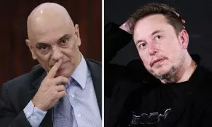 El juez del Tribunal Supremo de Brasil Alexandre de Moraes y el empresario tecnológico estadounidense Elon Musk.