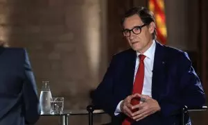 El president de la Generalitat, Salvador Illa, durant la primera entrevista a TV3 i Catalunya Ràdio com a cap de l'executiu català