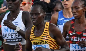 La atleta ugandesa Rebecca Cheptegei durante una maratón en Budapest.