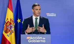 El presidente del Gobierno, Pedro Sánchez, este miércoles en el Instituto Cervantes.