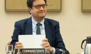 Óscar López, director de gabinete de Pedro Sánchez, en una comparecencia en el Congreso.