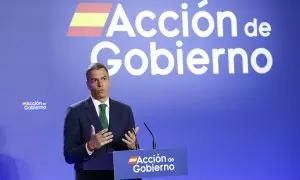 El presidente del Gobierno, Pedro Sánchez, expone sus prioridades para el nuevo curso político en un acto celebrado este miércoles en el Instituto Cervantes, en Madrid