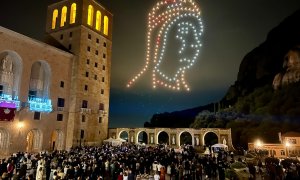 07/09/2024 - L'espectacle de drons que va clausurar l'acte inaugurar del Mil.lenari de Montserrat.