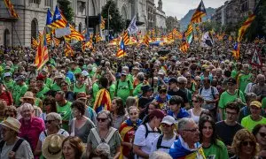 Manifestació convocada a Barcelona per les entitats independentistes amb motiu de la Diada 2024.