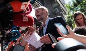 El senador socialista y expresidente del Ejecutivo aragonés, Javier Lambán, atiende a los medios tras la reunión del Comité Federal del PSOE, a 7 de septiembre de 2024, en Madrid.