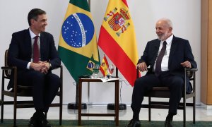 El presidente del Gobierno, Pedro Sánchez, junto al presidente de Brasil, Lula da Silva, el pasado mes de marzo en la ciudad de Brasilia.