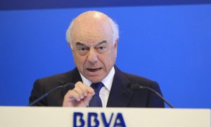 El entonces presidente del BBVA, Francisco González, en la presentación de los resultados del banco correspondientes a 2011, en Madrid. — Marta Fernández / Europa Press