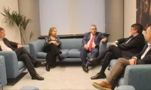 Reunión entre Santos Cerdán y Carles Puigdemont, a 30 de octubre de 2023.