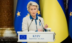 La presidenta de la Comisión Europea, Ursula von der Leyen, en una conferencia de prensa, a 20 de septiembre de 2024.