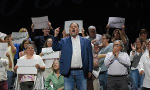 El expresidente de ERC, Oriol Junqueras, durante la presentación de la candidatura 'Militancia Decidim', en el Teatre La Passió, a 21 de septiembre de 2024, en Olesa de Montserrat, Barcelona, Catalunya (España).