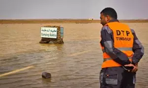 Inundación en el campamento de refugiados saharauis de Dajla.