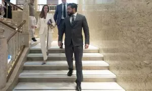 El agitador ultra Alvise Pérez, durante un acto en el Congreso de los Diputados, a 1 de julio de 2024.