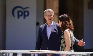 Alberto Núñez Feijóo e Isabel Díaz Ayuso, durante un acto en Salamanca celebrado en julio.