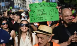 Varias personas durante la Marcha Mundial de la Marihuana 2024, a 11 de mayo de 2024, en Madrid (España). Imagen de archivo.