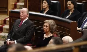 Los reyes eméritos don Juan Carlos I y doña Sofía en el acto conmemorativo del 40º aniversario de la Constitución de 1978.