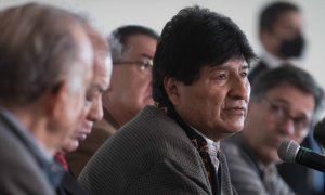 El expresidente de Bolivia Evo Morales durante una rueda de prensa.