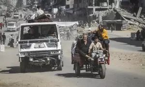 Palestinos huida Gaza