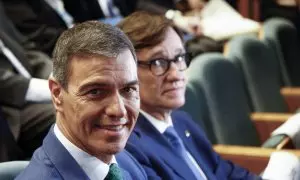 Pedro Sánchez, junto a Salvador Illa, este lunes en Barcelona.