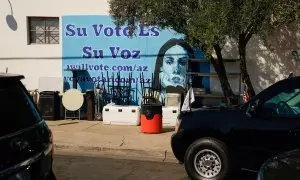 Un restaurante en Arizona anima al voto latino con un mural de Kamala Harris.