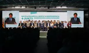 El discurs del president de Junts, Carles Puigdemont, en l'última jornada del Congrés Nacional a Calella.