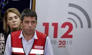 El president de la Generalitat, Carlos Mazón, minutos antes de una comparecencia de prensa.