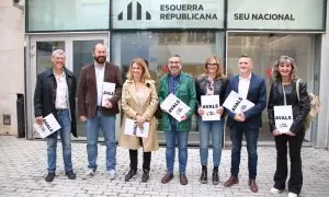 La candidatura de Foc Nou a la seu nacional d'ERC de Barcelona.