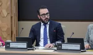 Víctor de Aldama comparece ante la comisión no permanente de investigación en el Parlament balear, a 20 de mayo de 2024, en Palma de Mallorca.